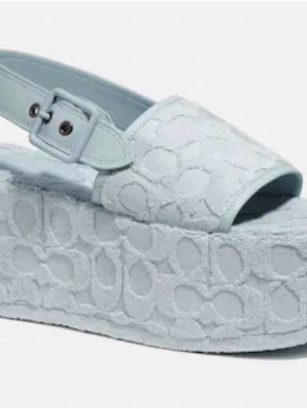 Coach Noelle Terry Cloth Slingback Platform Sandal Rare Aqua Color NIB size 5